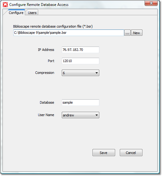 Remote database access setup